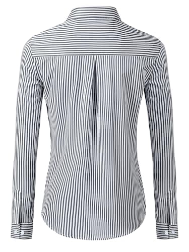 Ruisin Black and White Striped Shirt Women Button Down Womens Summer Tops Long Sleeve Blouses for Women's Collared Shirts Dressy Casual up Oversized Black L