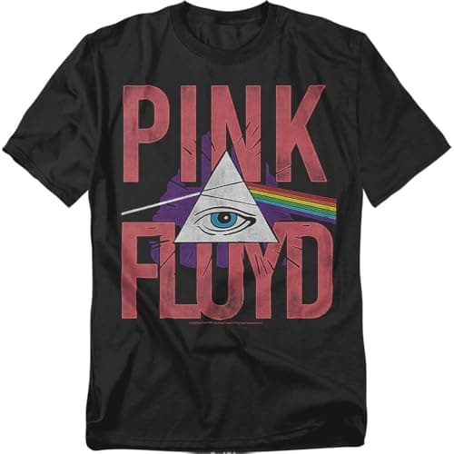 Popfunk Pink Floyd All-Seeing Prism Unisex Adult T Shirt, Black, Large