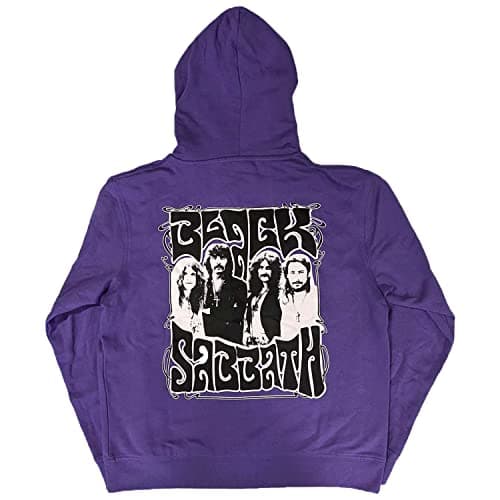 Black Sabbath Men's Henry Pocket Logo Zippered Hooded Sweatshirt Large Purple