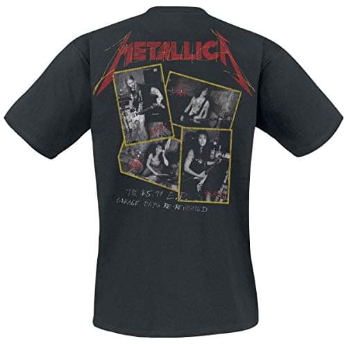 Metallica Men's Garage Photo Yellow (Back Print) Slim Fit T-Shirt X-Large Black