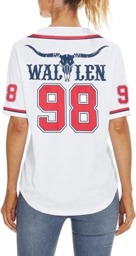 98 Baseball Shirt Women Cow Skull Graphic Fan Tshirt V Neck Country Vintage Jersey Button Down Short Sleeve Tops
