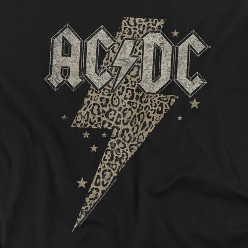 Popfunk ACDC Leopard Bolt Unisex Adult T Shirt (Leopard) Large