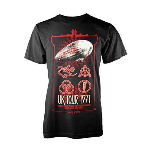 Red Led Zeppelin Live UK Tour 1971 Rock Official Tee T-Shirt Mens Unisex (Medium)