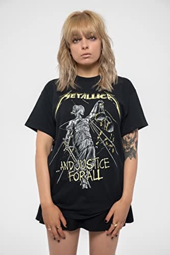 Metallica T Shirt and Justice for All Tracks Band Logo Official Mens Black Size L