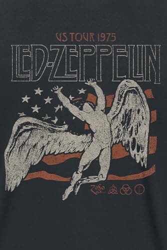 Led Zeppelin T Shirt Us 1975 Tour Flag Band Logo Official Mens Black Size XXL