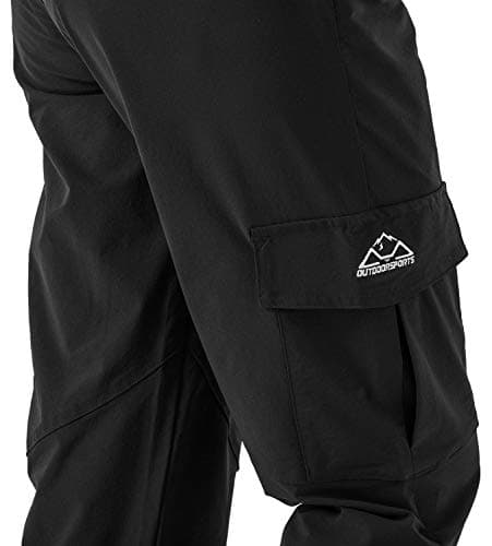Rdruko Women's Hiking Pants Petite Lightweight Water-Resistant Quick Dry Travel Cargo Work Pants with Zipper Pockets Black Medium