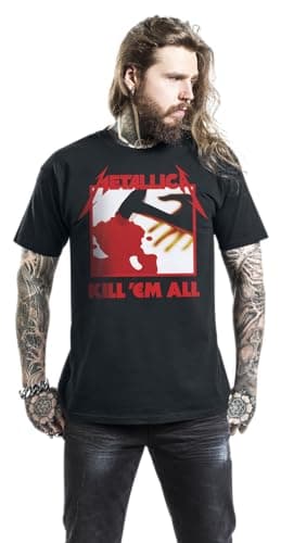 Metallica Men's Kill 'Em All Tracks (Back Print) Slim Fit T-Shirt Large Black