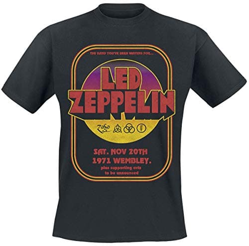 Led Zeppelin T Shirt 1971 Wembley Band Logo Official Mens Black Size XXL