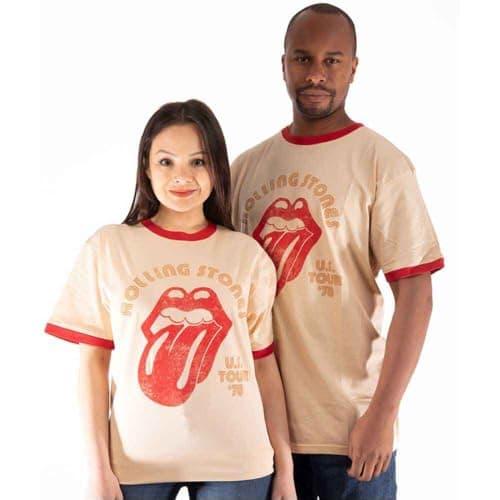 The Rolling Stones T Shirt Us Tour 78 Official Unisex Ringer Size XL Orange
