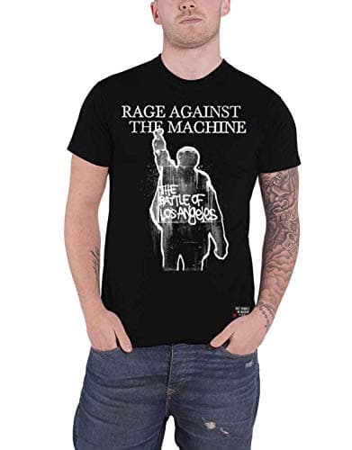 Rock Off officially licensed products Men's Rage Against The Machine BOLA Album Cover (Back Print) Slim Fit T-Shirt Large Black