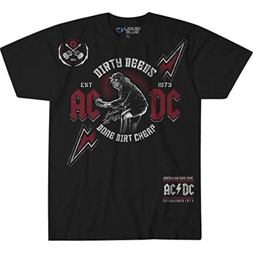 Liquid Blue unisex adult Ac/Dc Australian Hard Rock Dirty Deeds Short Sleeve Tee T Shirt, Black, X-Large US