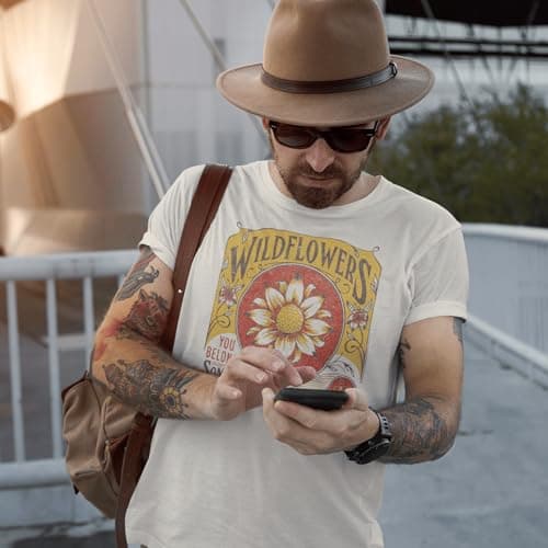 American Classics Tom Petty Wildflowers You Belong Somewhere You Feel Free Adult Short Sleeve 90s Graphic Tees - Natural, X-Large