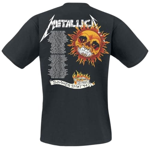 Metallica 'Flaming Skull Tour 94' (Black) T-Shirt (Large)