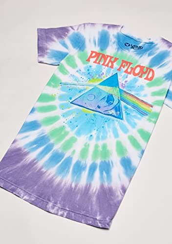 Liquid Blue Men's Pink Floyd Dark Side Oil Paint Tie Dye Short Sleeve T-Shirt, Multi Tie Dye, 2XL