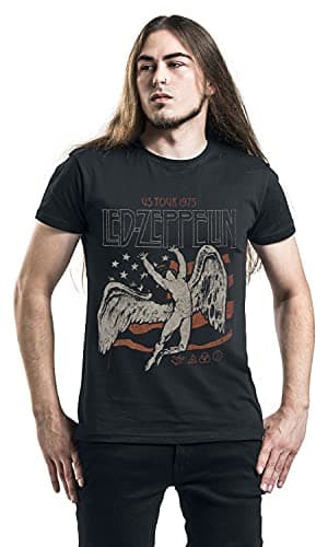 Led Zeppelin T Shirt Us 1975 Tour Flag Band Logo Official Mens Black Size XXL