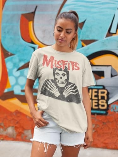 Misfits T Shirt Skull Crossed Arms Mens Short Sleeve T Shirts Classic Rock Vintage Style Graphic Tees