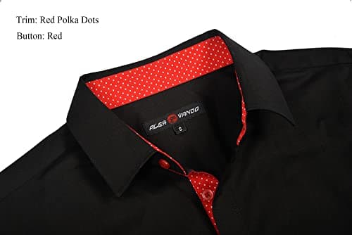 Alex Vando Mens Dress Shirts Regular Fit Long Sleeve Stretch Business Dress Shirts for Men,Black,Large