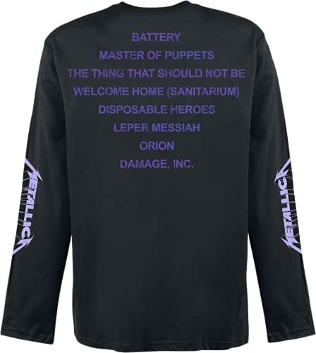 Metallica T Shirt Master Of Puppets Band Logo Official Mens Black Long Sleeve Size XL