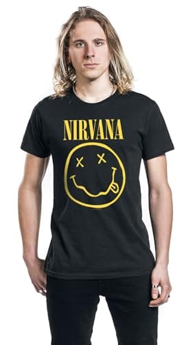 Live Nation Men's Nirvana-Smiley T-Shirt Small Black