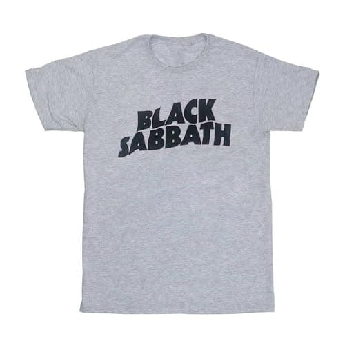 Black Sabbath Men's Black Wavy Logo Slim Fit T-Shirt Large Grey