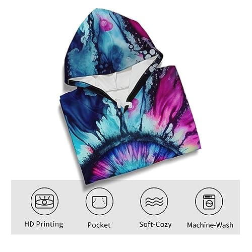 TiwBski Novelty Tie Dye Style Hoodies for Men Spiral Streak Print Sweatshirt Pullover,Multicolor1,XL