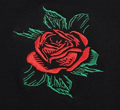SUNNY GUO Rose Embroidered Hoodie For Men Women Long Sleeve Letters Printed Hip Hop Hoodie Hooded Sweatshirt