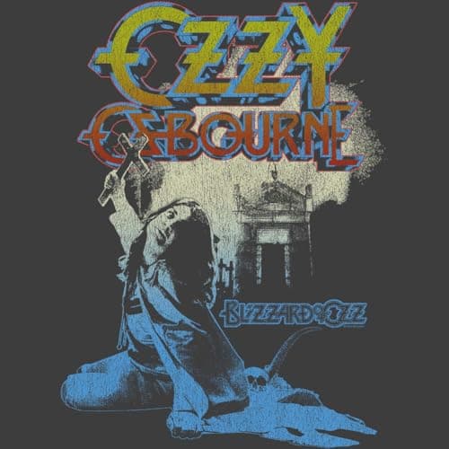 Ozzy Osbourne Blizzard Ozz Mens Short Sleeve T Shirt Classic Rock Vintage Style Rock Graphic Tees Smoke