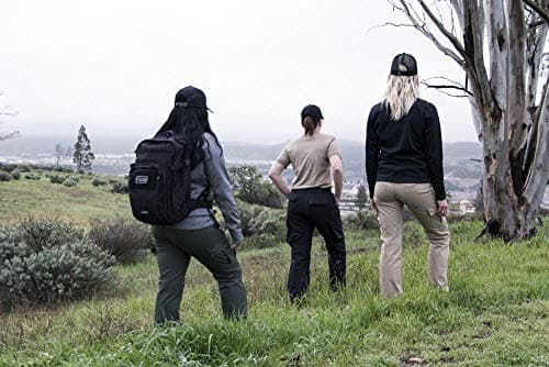 LA Police Gear LAPG Women's Uniform Tactical Pants, Elastic Waistband, Mid Rise, Relaxed Fit, Durable Work Training Cargo Pants for Women, Black, Size 10, Regular