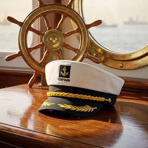 GLECTG Navy Blue Captain Hat – Premium Sailor Hat for Men & Women, Classic Yacht Rock Style Captain hat for Nautical Theme Parties, Halloween Costume，Sailor Dress Up & Boat Crew Events