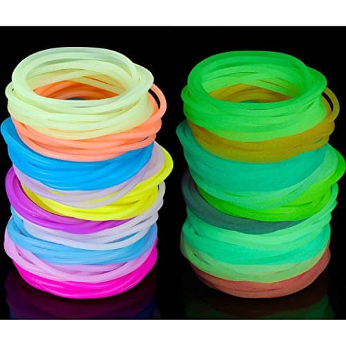 TecUnite 12 Pairs Neon Fingerless Fishnet Gloves and 100 Pieces Multicolor Silicone Jelly Bracelets 80s 90s Accessories for Women Retro Party Favors for Halloween Party Costume Cosplay