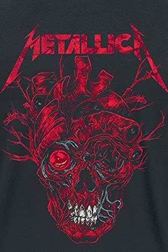 Metallica T Shirt Heart Skull Band Logo Official Mens Black Size XL