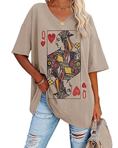 Fazortev Women Queen of Hearts Oversized T-Shirt Review