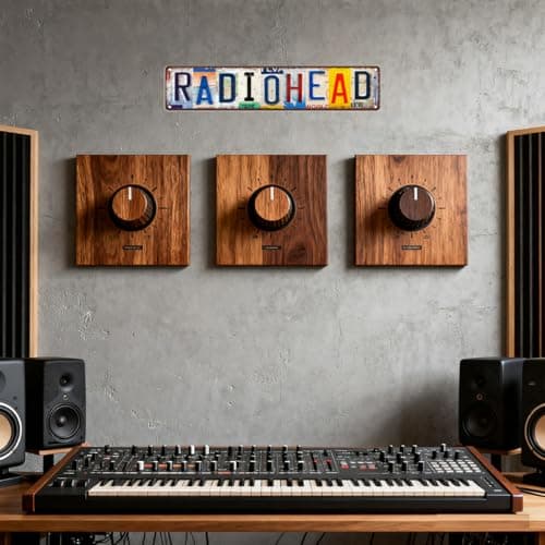 Vintage Radiohead Metal Tin Sign Poster，Street Signs, License Plates for Music Room Home Bar Wall Decor，Music Band Album Artist Posters，16x4 inches， Suitable for Studio, Funky Bedroom, Living Room Cool Decoration, and Merch Gifts for Band Fans
