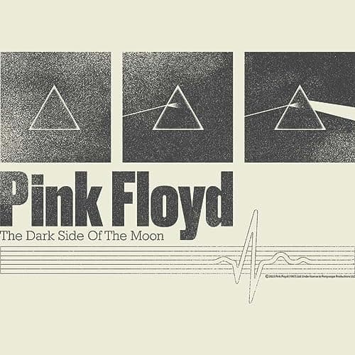 Pink Floyd Dark Side of The Moon Prism Boxes Mens Short Sleeve T Shirt Vintage Style Graphic Tees Natural