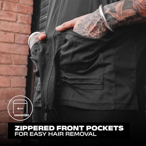 Barber Strong Barber Jacket Jacket, Men's Black, Hair Repellent, Lightweight and Breathable Vented Side Panels, Features Easy Hair Removal and 2-Way Zipper Closure, L