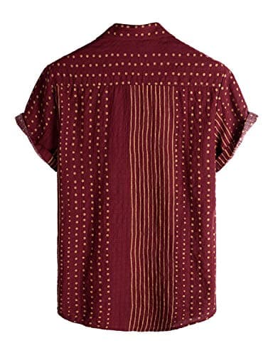 VATPAVE Mens Casual Short Sleeve Button Down Shirts Regular Fit Hawaiian Summer Shirt XX-Large WineRed
