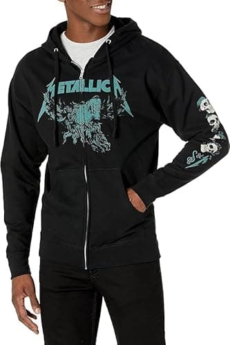 Metallica unisex adult Official Metallica S&m2 Moose Skull Zip Hoodie Hooded Sweatshirt, Black, X-Large US