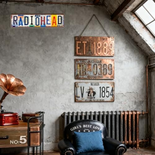 Vintage Wall Decoration Radiohead Merch，Country Band Street Sign Bar Metal tin Sign Album Poster，16x4 inches，Suitable for Music Grunge Rooms, Bedroom Retro Music Walls, Emo Room Decor, or Christmas and Birthday Gifts