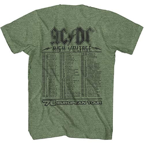 American Classics ACDC Heavy Metal Band High Voltage 76' Tour Front & Back Print Adult Short Sleeve T-Shirt