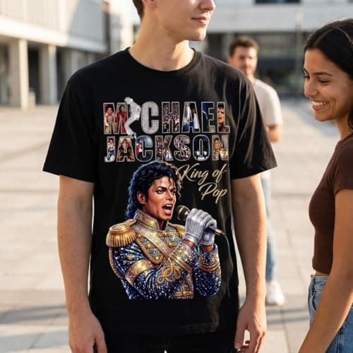 Music Legend Graphic T-Shirt | Vintage Pop Icon Tribute Tee | Greatest Entertainer Fan Gift | Retro Concert Style Fan Apparel (US, Alpha, X-Large, Regular, Regular) Black