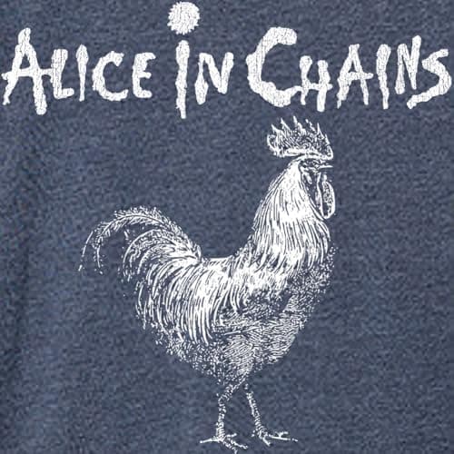 Alice in Chains Logo & Rooster Adult Navy Heather Short Sleeve T Shirt 90s Rock Vintage Style Graphic Tee