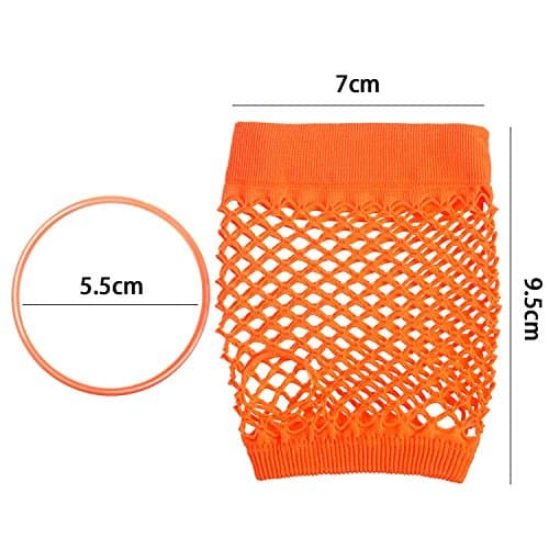 TecUnite 12 Pairs Neon Fingerless Fishnet Gloves and 100 Pieces Multicolor Silicone Jelly Bracelets 80s 90s Accessories for Women Retro Party Favors for Halloween Party Costume Cosplay