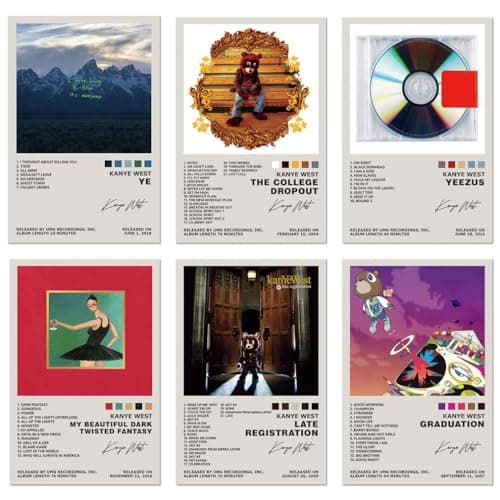 Kanye West Poster Set of 6 Album Cover Wall Art Review