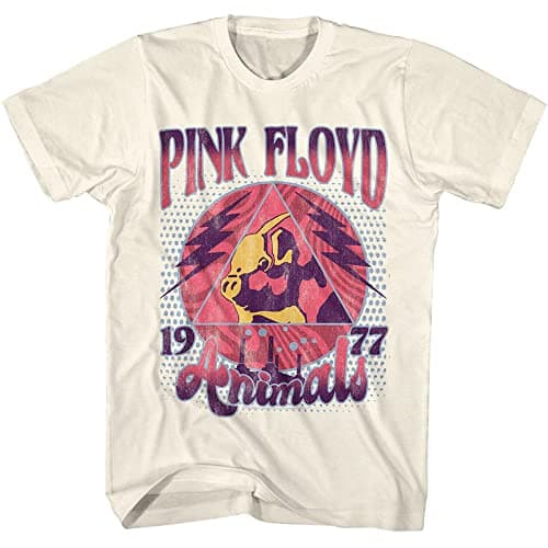 Pink Floyd 70s Rock 1977 Animals Adult Short Sleeve T-Shirts Vintage Style Graphic Tees Off-White