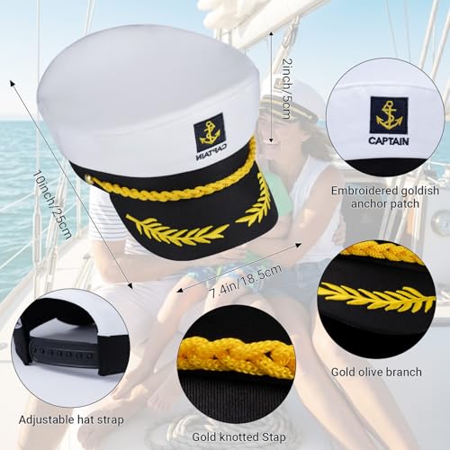 GLECTG Navy Blue Captain Hat – Premium Sailor Hat for Men & Women, Classic Yacht Rock Style Captain hat for Nautical Theme Parties, Halloween Costume，Sailor Dress Up & Boat Crew Events