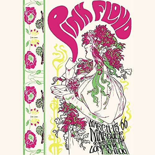 American Classics Pink Floyd Psychadelic Tea '66 Marquee London Adult Short Sleeve Vintage Style Graphic T-Shirt, Natural