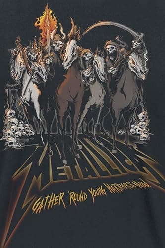 Metallica Men's 40th Anniversary Horsemen Slim Fit T-Shirt Large Black