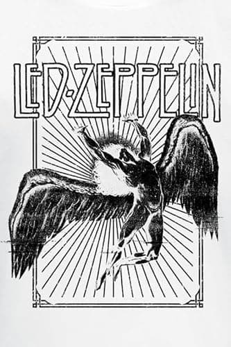Led Zeppelin T Shirt Icarus Burst Band Logo Official Mens White Size XL