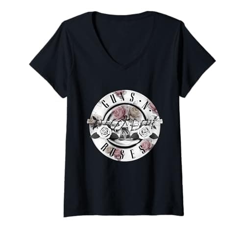 Guns N' Roses Women's Floral Bullet V-Neck T-Shirt Review