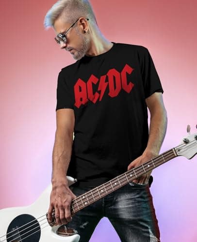 Tstars AC/DC Red Jagged Logo Band Power Up Back and Front Tee for Men T-Shirt X-Large Black